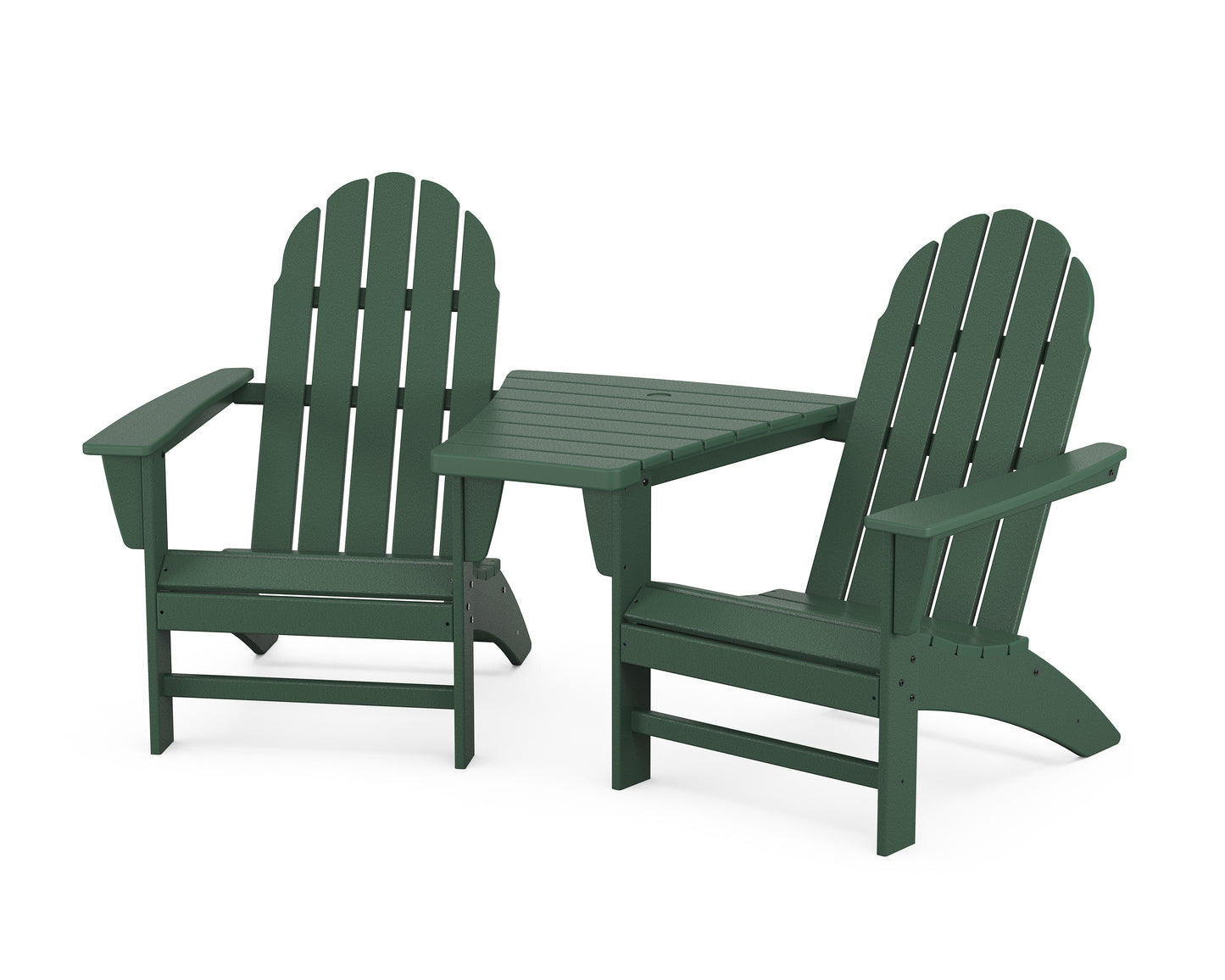 Vineyard 3-Piece Adirondack Set with Angled Connecting Table