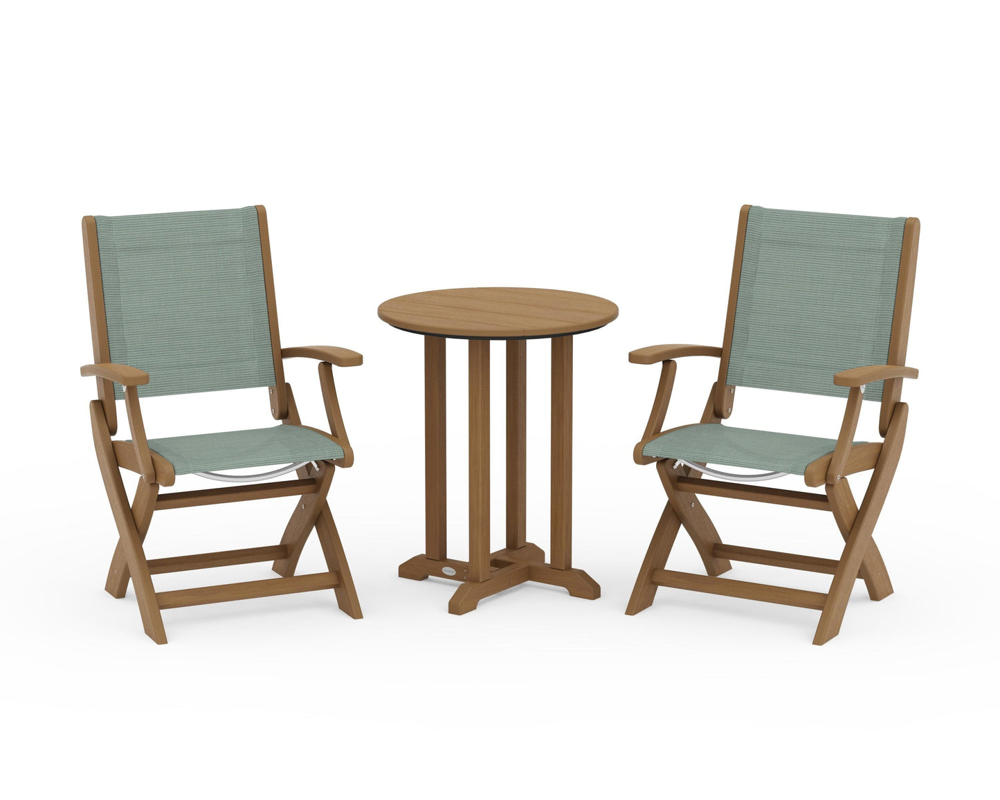 Coastal Folding 3-Piece Round Bistro Dining Set