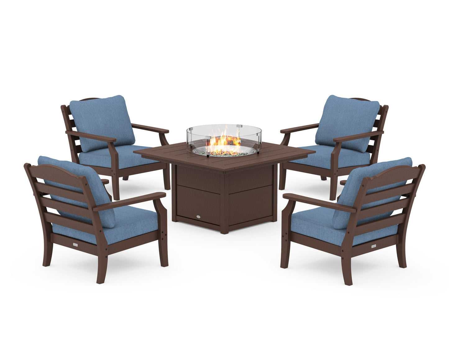 Savannah 5-Piece Deep Seating Set with Fire Pit Table