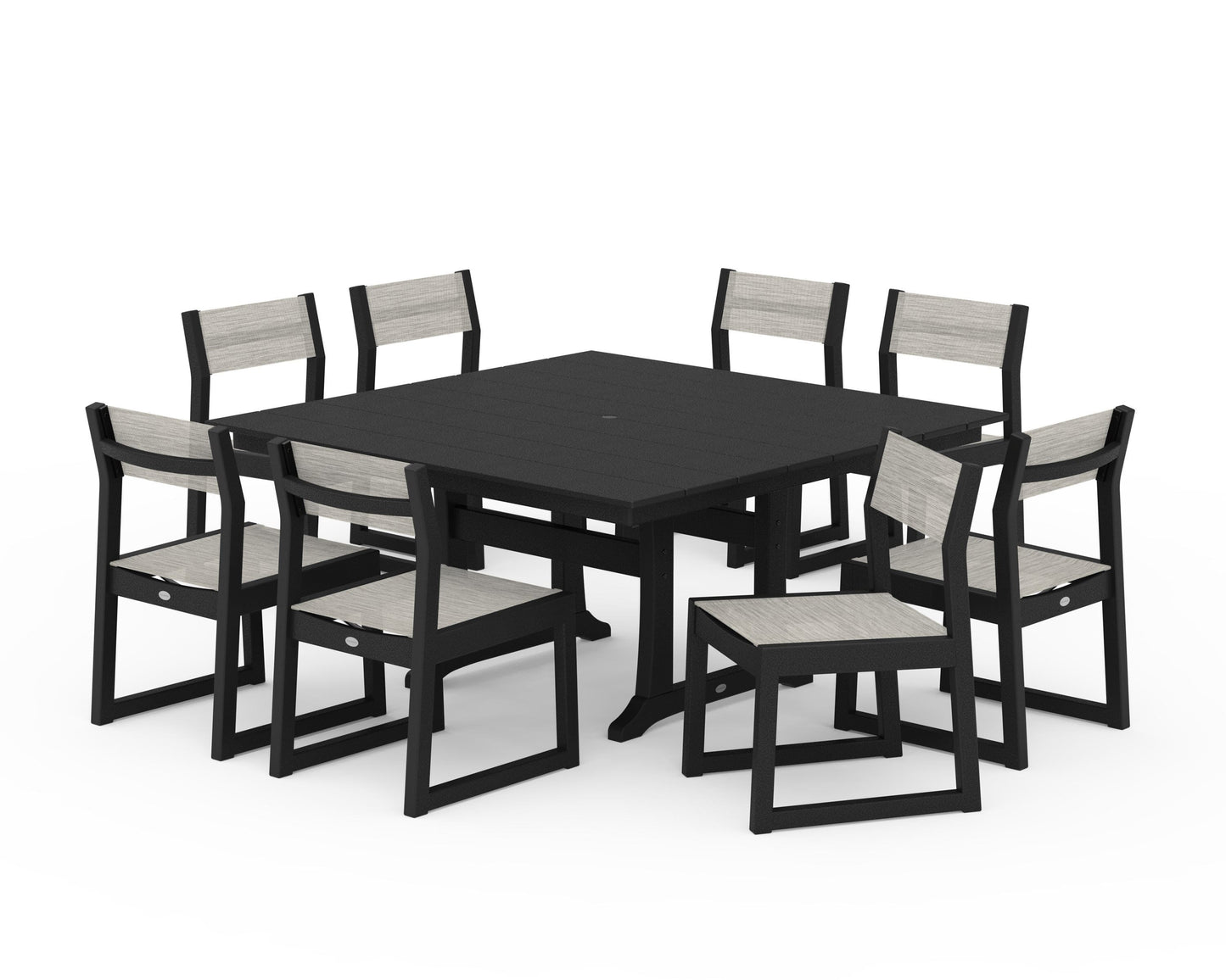 EDGE Sling Side Chair 9-Piece Farmhouse Trestle Dining Set