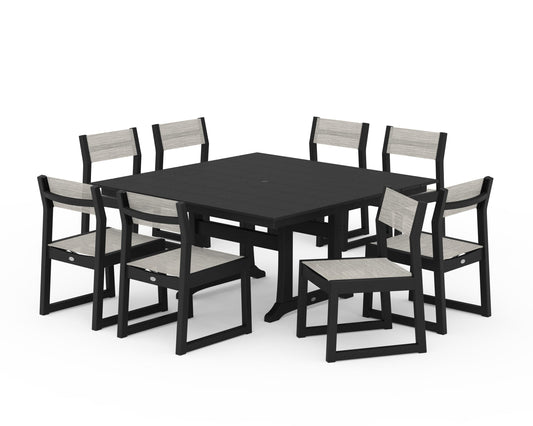 EDGE Sling Side Chair 9-Piece Farmhouse Trestle Dining Set