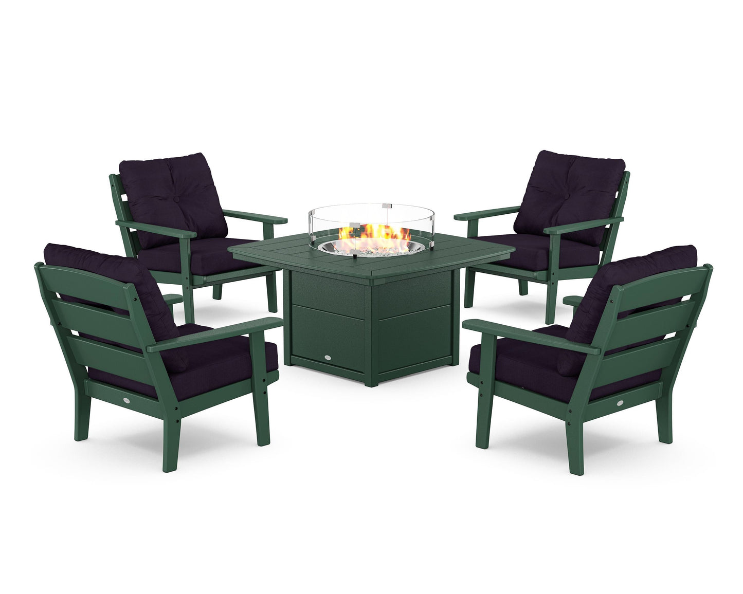 Lakeside 5-Piece Deep Seating Set with Nautical Fire Pit Table