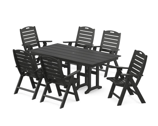 Nautical Highback 7-Piece Farmhouse Dining Set