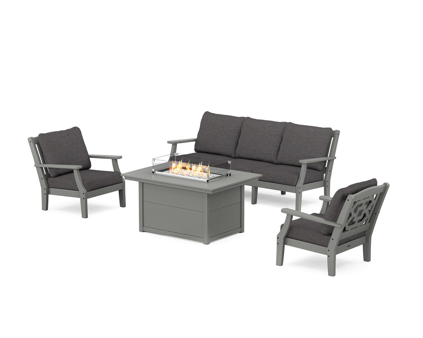 Chinoiserie Deep Seating Fire Pit Table Set