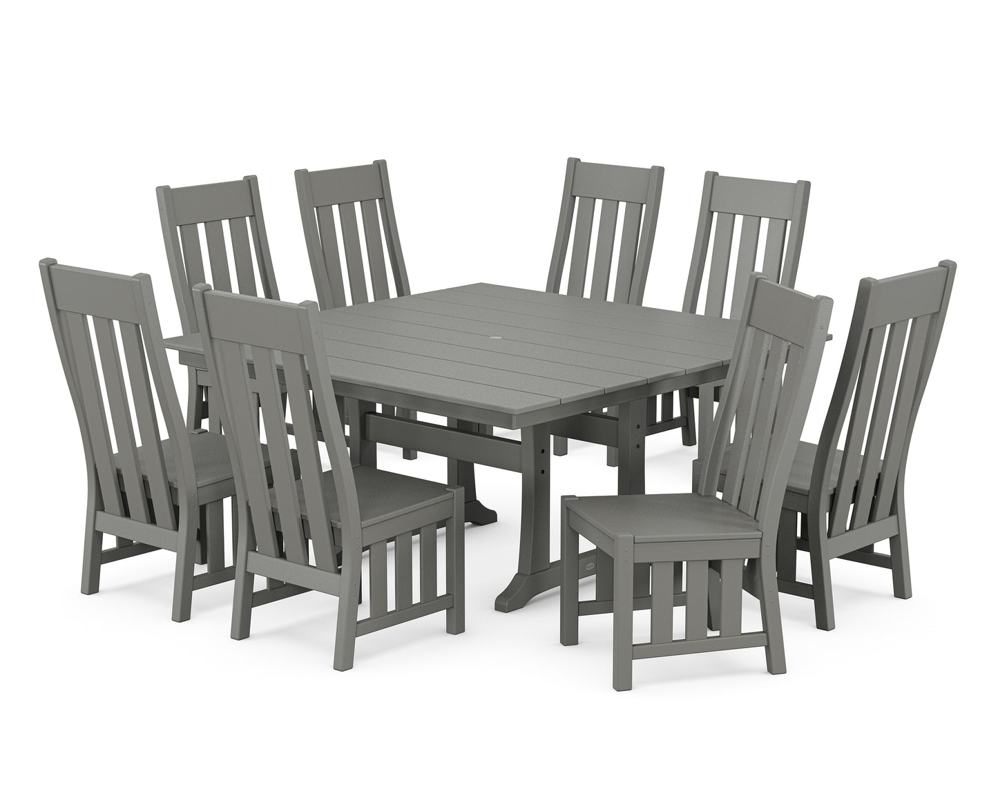 Acadia Side Chair 9-Piece Square Farmhouse Dining Set with Trestle Legs