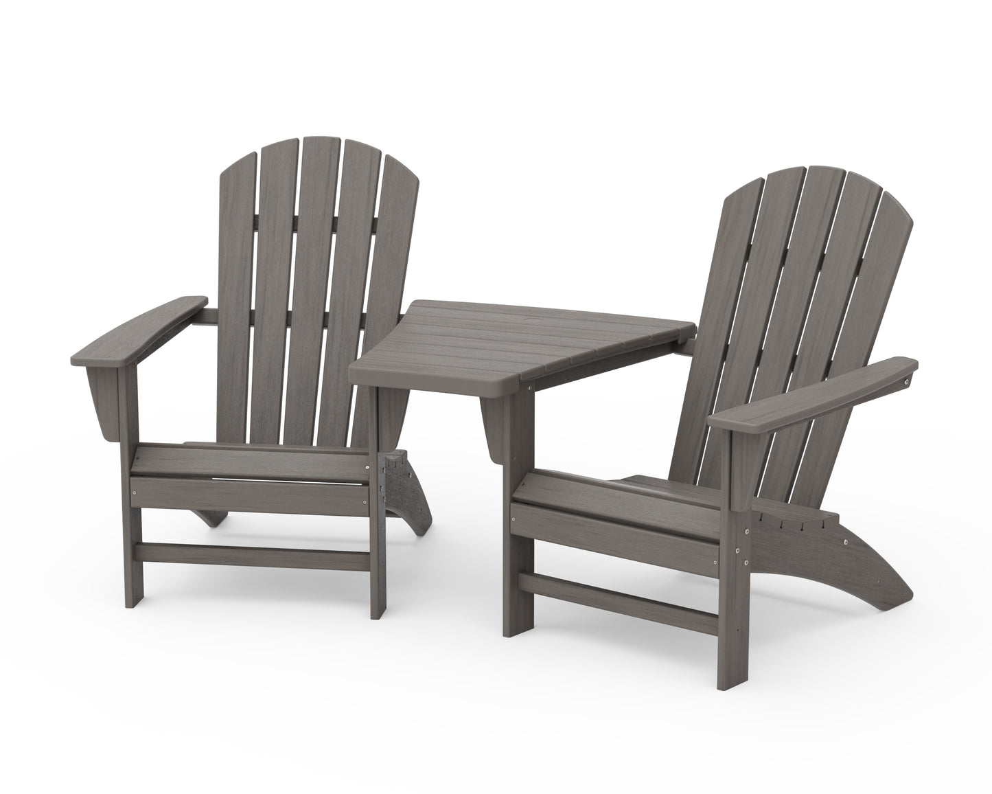 Nautical 3-Piece Adirondack Set with Angled Connecting Table