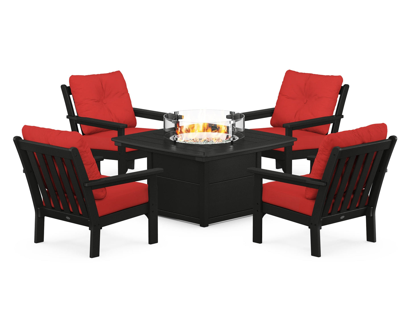 Vineyard 5-Piece Conversation Set with Fire Pit Table
