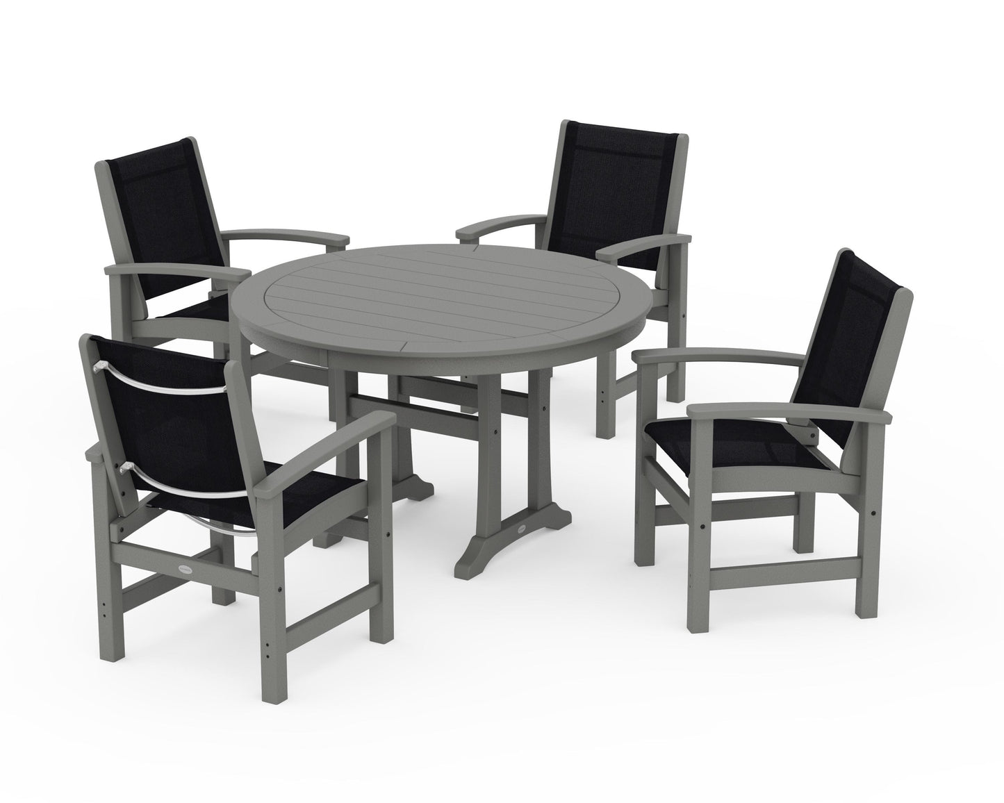 Coastal 5-Piece Round Dining Set with Trestle Legs