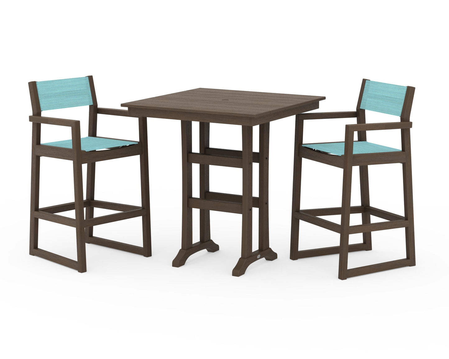EDGE Sling Arm Chair 3-Piece Farmhouse Bar Set with Trestle Legs