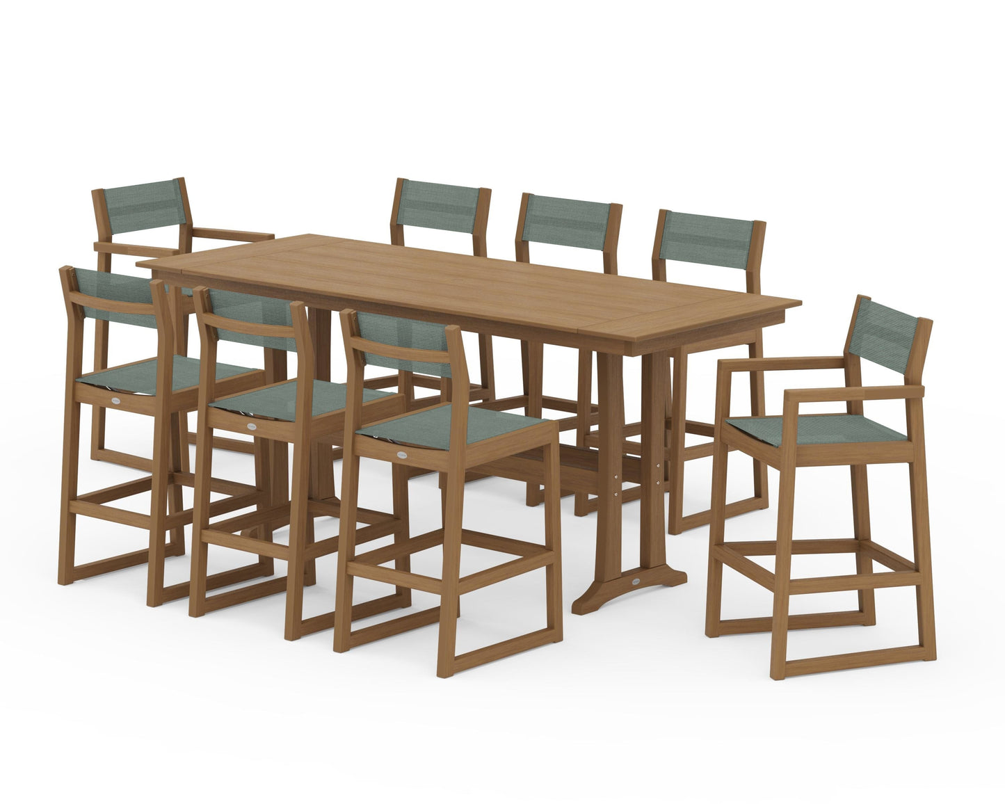 EDGE Sling 9-Piece Farmhouse Bar Set with Trestle Legs