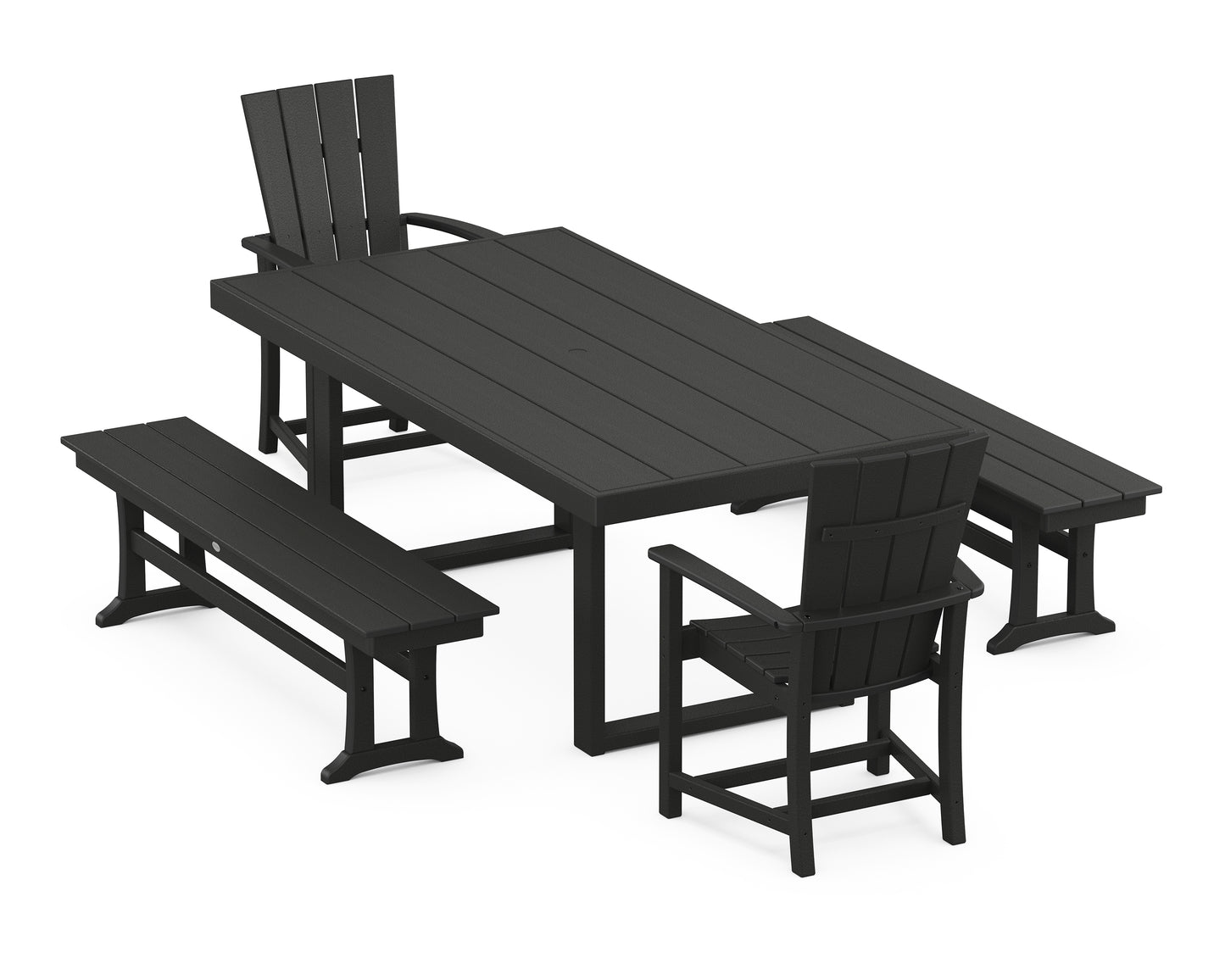 Quattro 5-Piece Dining Set with Benches