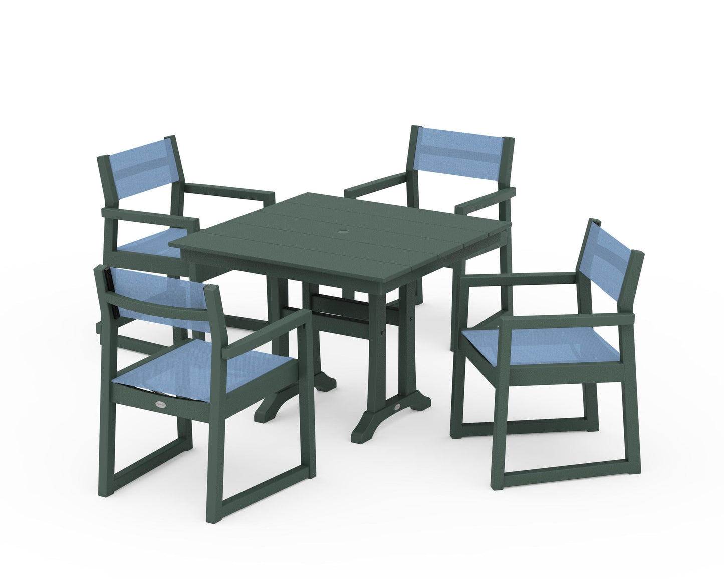 EDGE Sling 5-Piece Farmhouse Dining Set with Trestle Legs