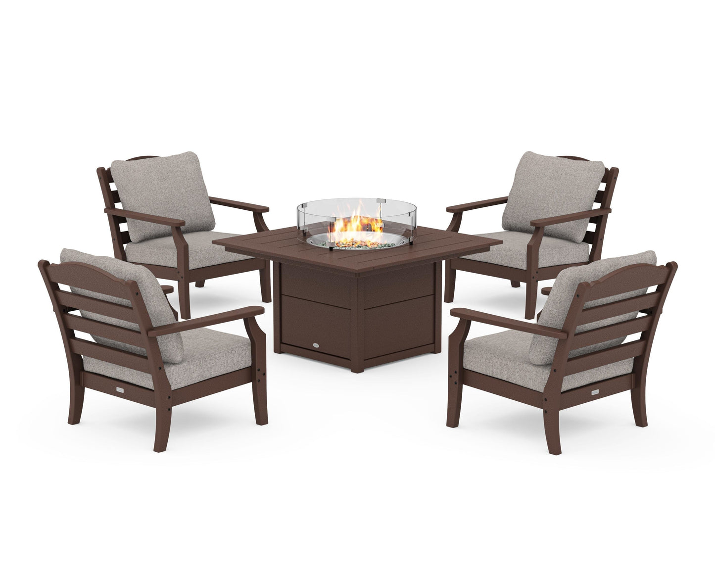 Savannah 5-Piece Deep Seating Set with Fire Pit Table