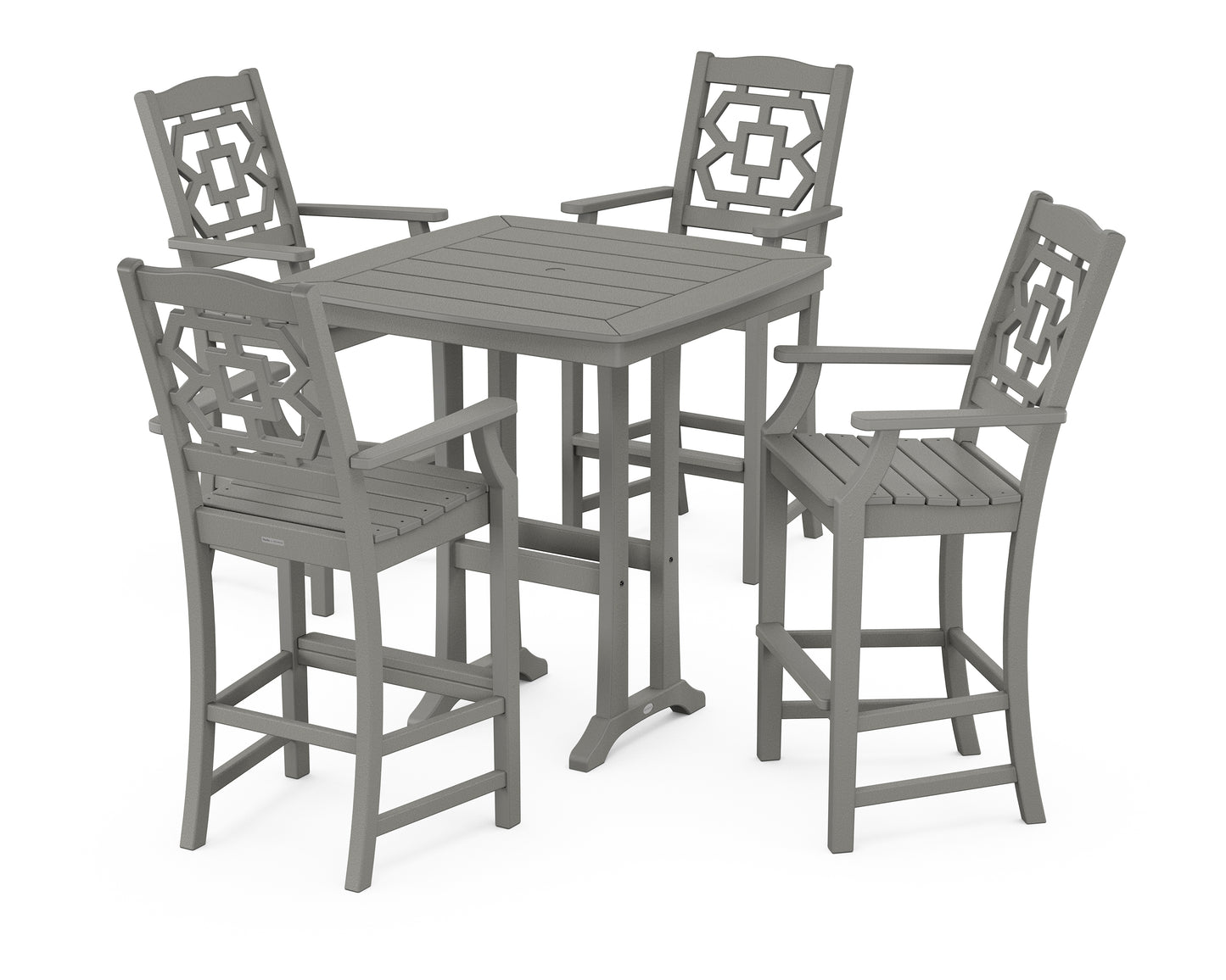 Chinoiserie 5-Piece Bar Set with Trestle Legs