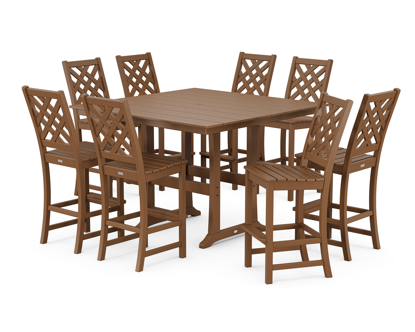 Wovendale Side Chair 9-Piece Square Farmhouse Bar Set with Trestle Legs