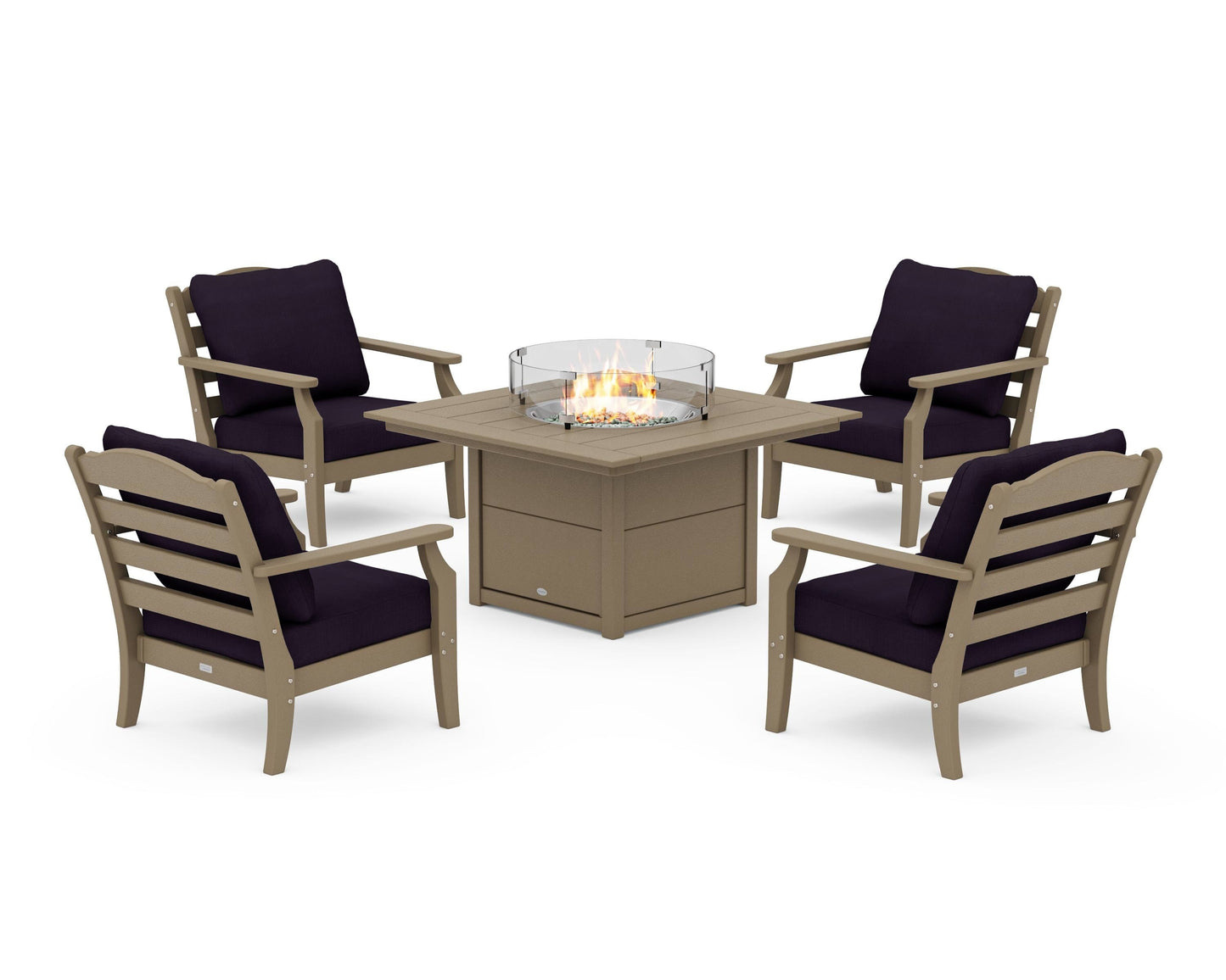 Savannah 5-Piece Deep Seating Set with Fire Pit Table