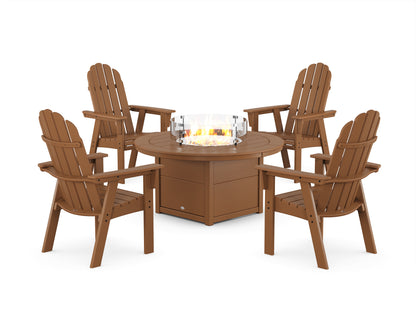 Vineyard 4-Piece Curveback Upright Adirondack Conversation Set with Fire Pit Table