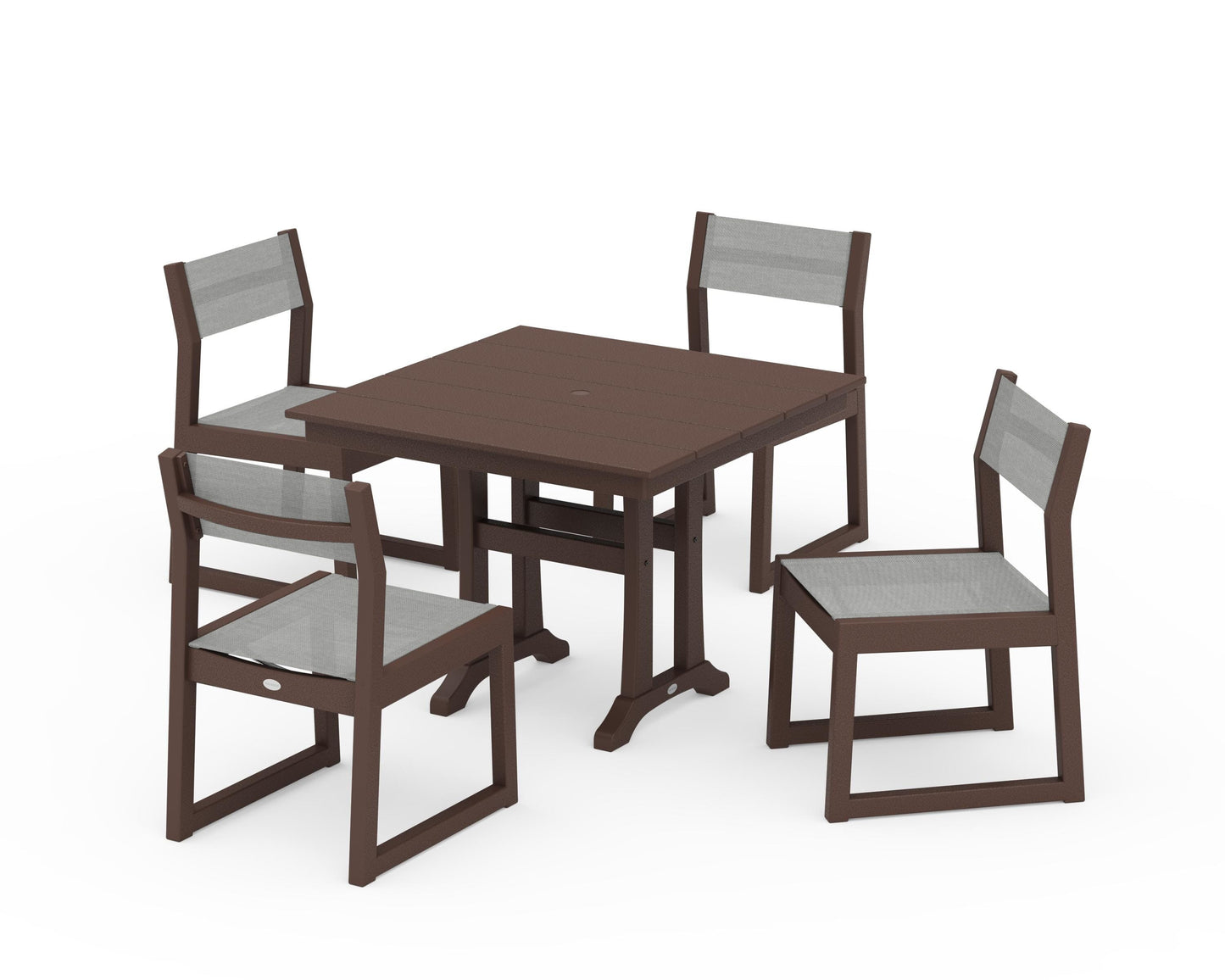 EDGE Sling 5-Piece Farmhouse Trestle Side Chair Dining Set