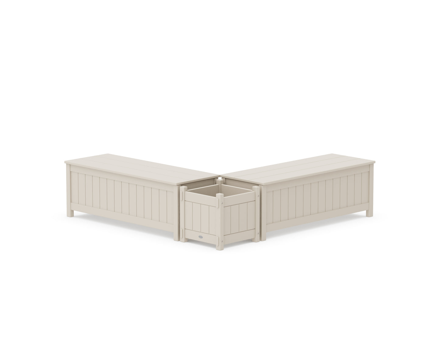 48" Vineyard L- Shaped Planter Storage Bench Set