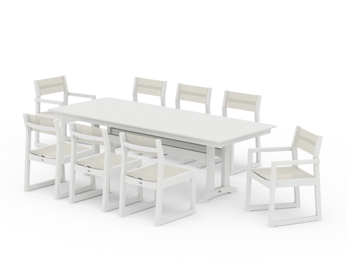 EDGE Sling 9-Piece Farmhouse Trestle Dining Set