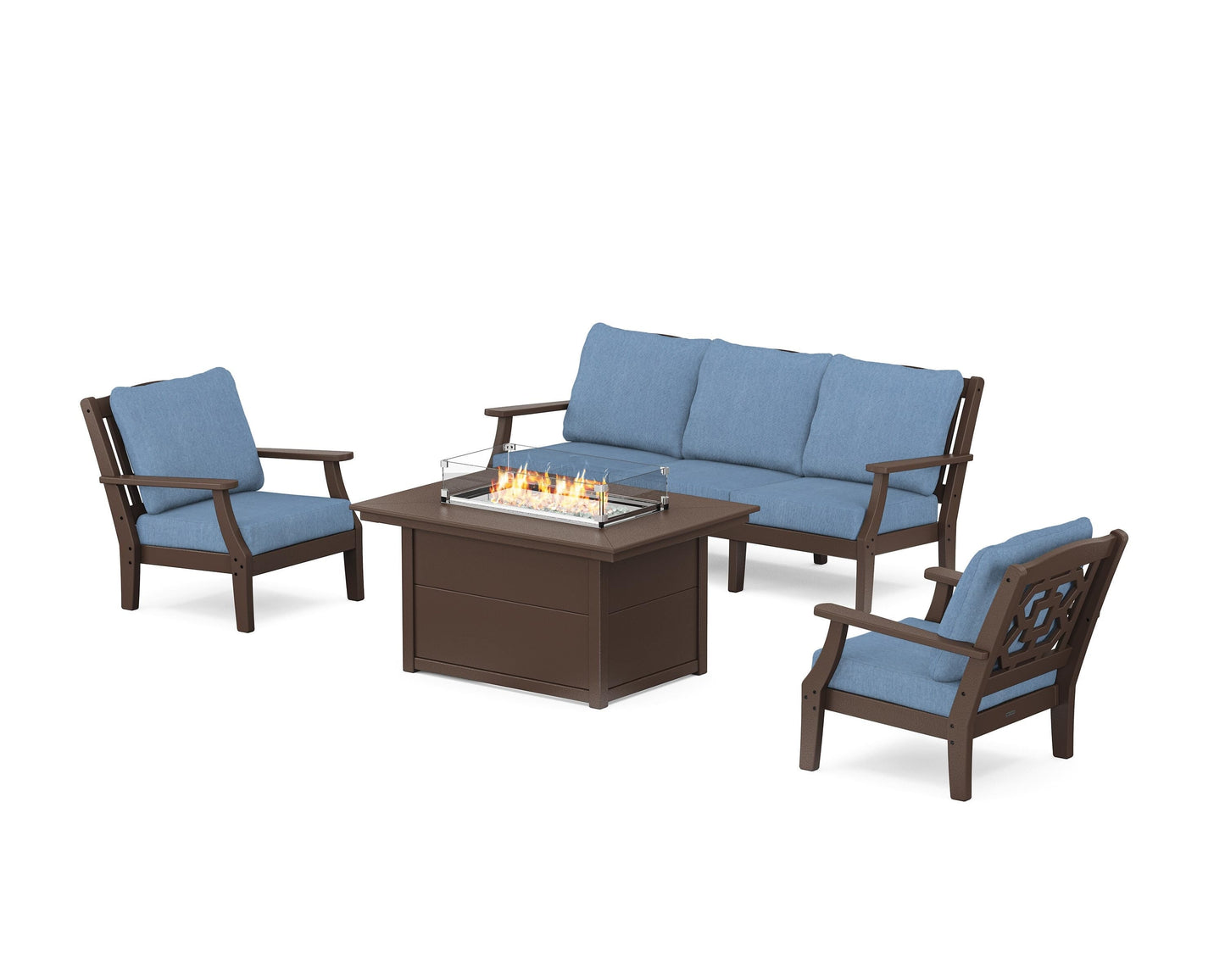 Chinoiserie Deep Seating Fire Pit Table Set