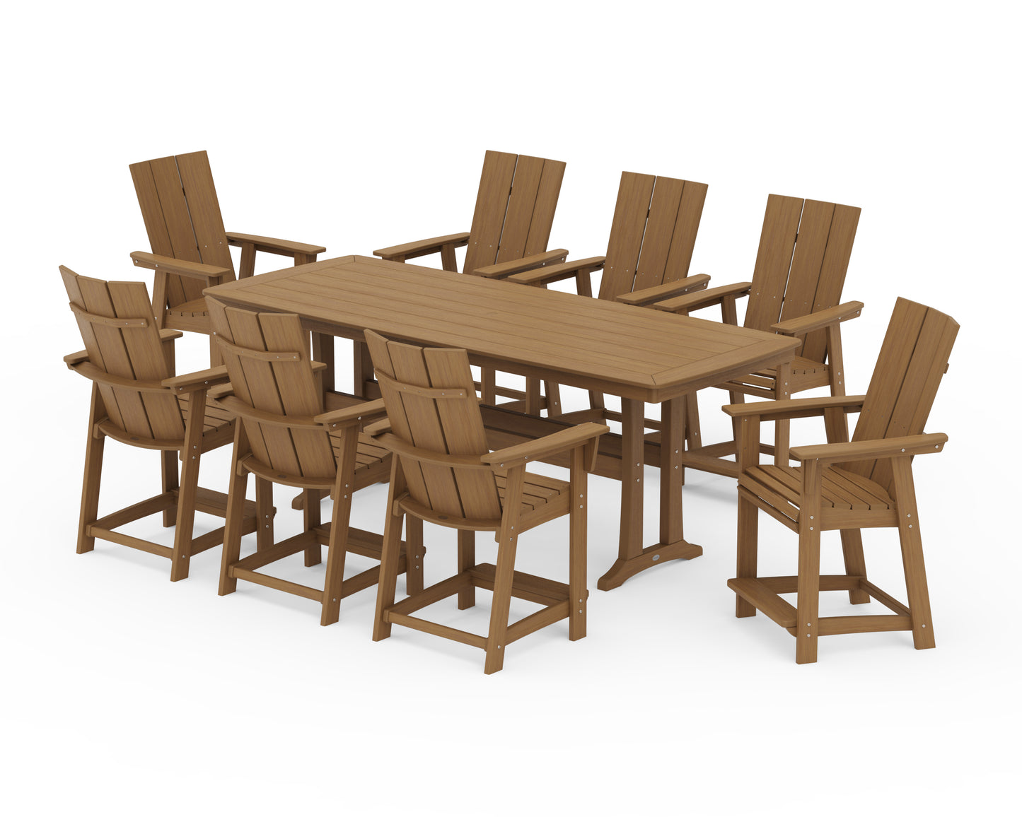 Modern Curveback Adirondack 9-Piece Counter Set with Trestle Legs