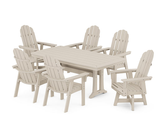 Vineyard Curveback Adirondack Swivel Chair 7-Piece Dining Set with Trestle Legs