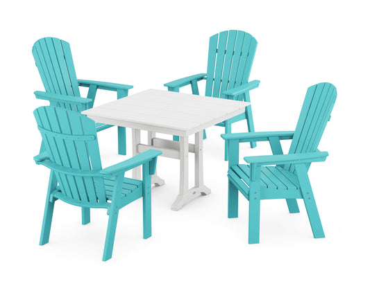 Nautical Adirondack 5-Piece Farmhouse Dining Set With Trestle Legs