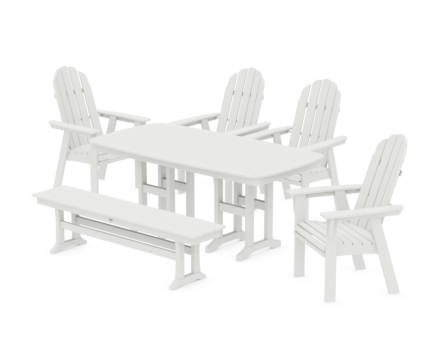 Vineyard Curveback Adirondack Chair 6-Piece Dining Set with Bench