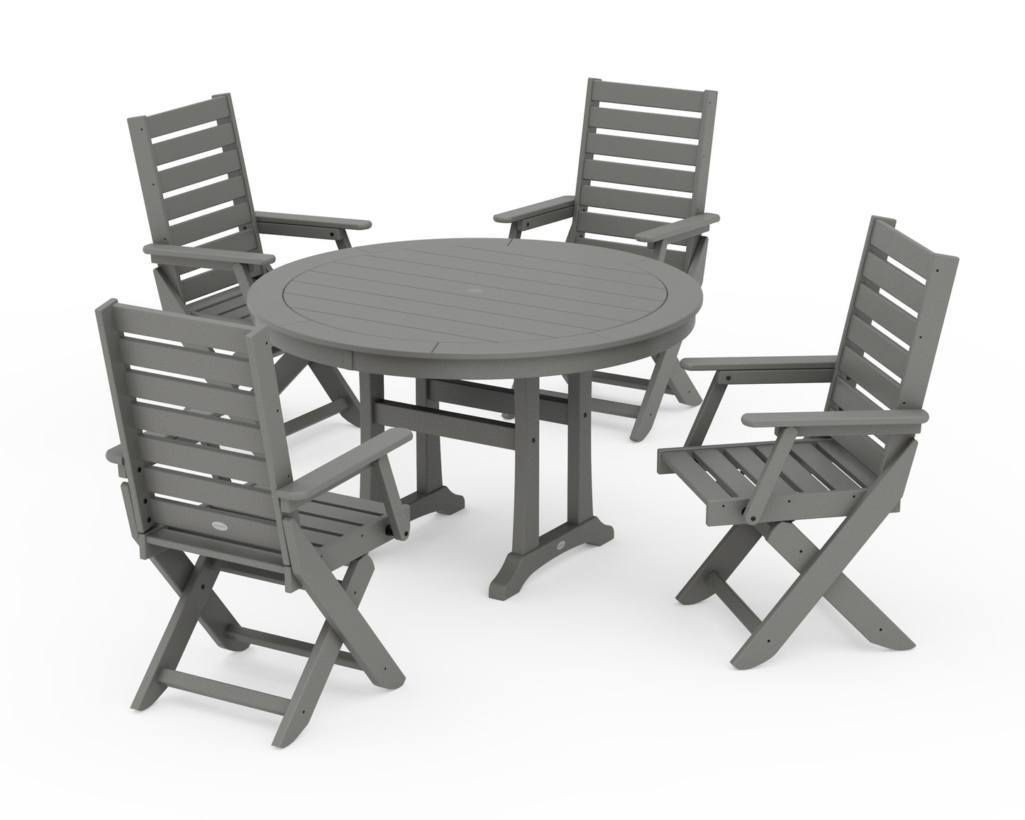 Captain Folding Chair 5-Piece Round Dining Set with Trestle Legs