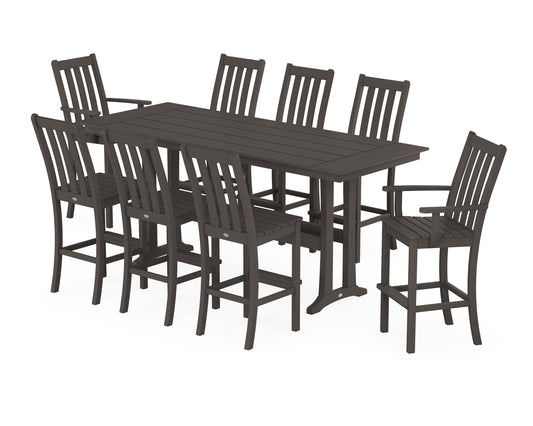 Vineyard 9-Piece Farmhouse Bar Set with Trestle Legs