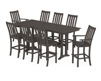 Vineyard 9-Piece Farmhouse Bar Set with Trestle Legs