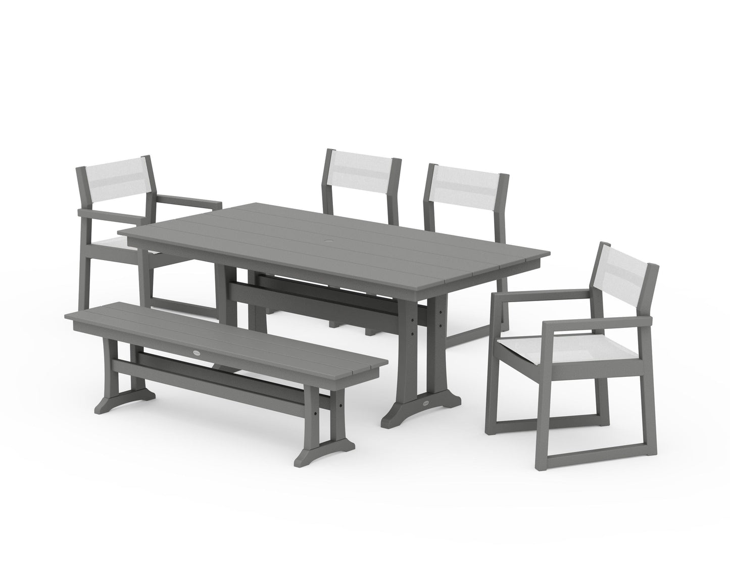 EDGE Sling 6-Piece Farmhouse Dining Set With Trestle Legs