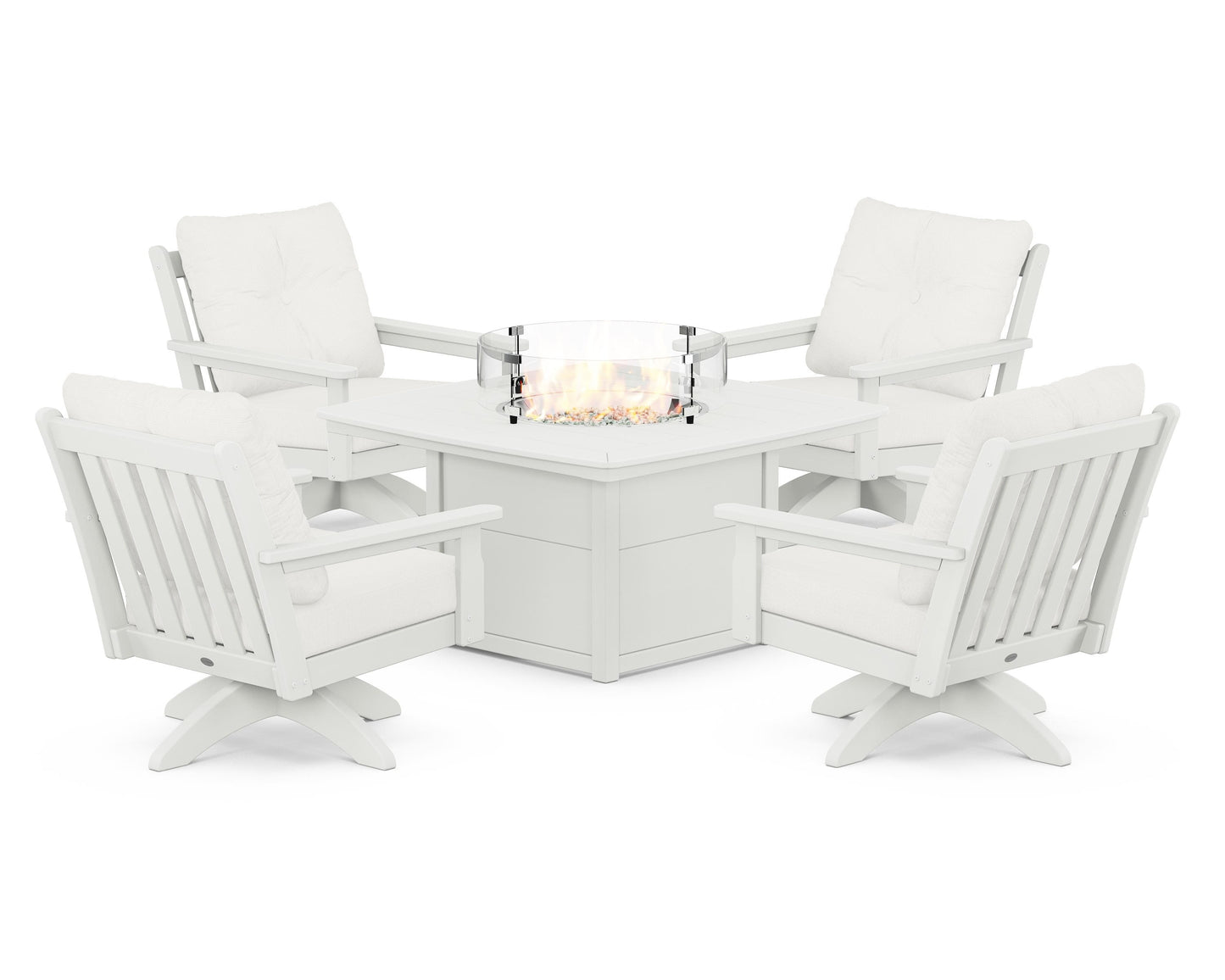 Vineyard 5-Piece Deep Seating Swivel Conversation Set with Fire Pit Table