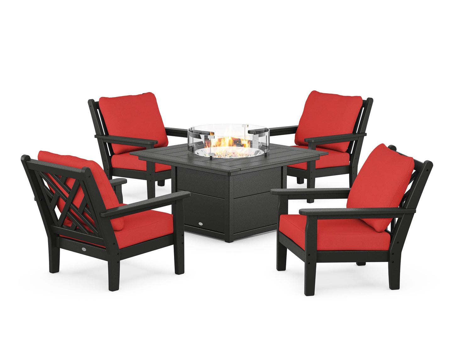 Chippendale 5-Piece Deep Seating Set with Fire Pit Table