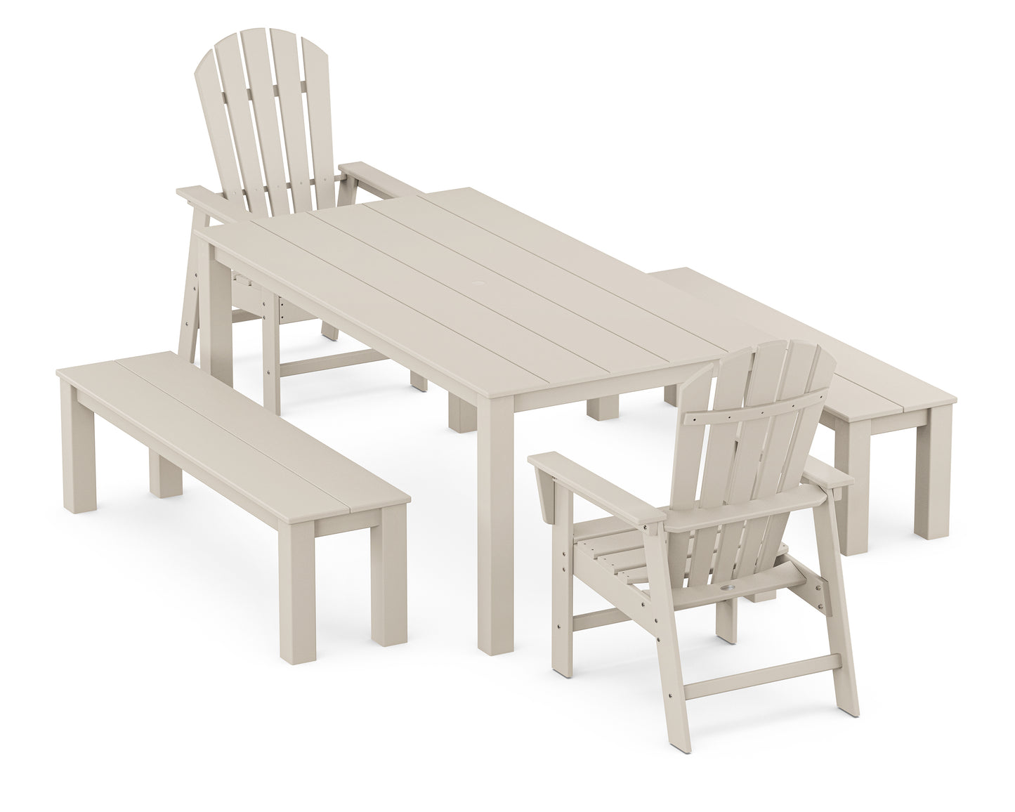 South Beach 5-Piece Parsons Dining Set with Benches