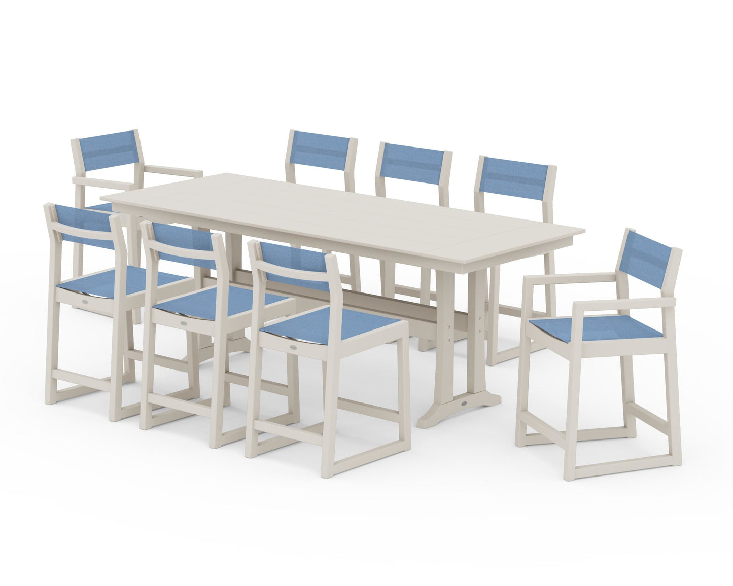 EDGE Sling 9-Piece Farmhouse Counter Set with Trestle Legs