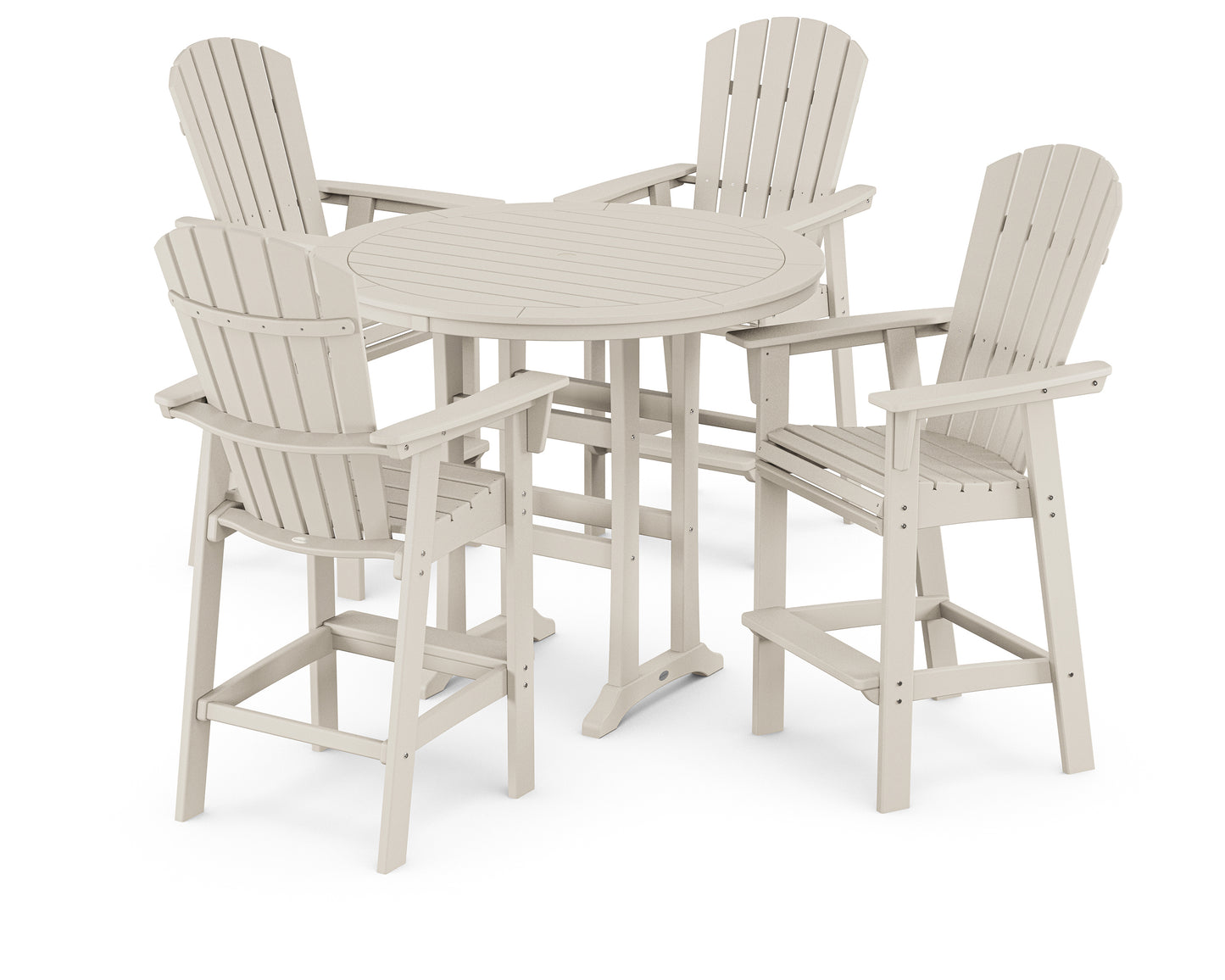 Nautical Curveback Adirondack 5-Piece Round Trestle Bar Set