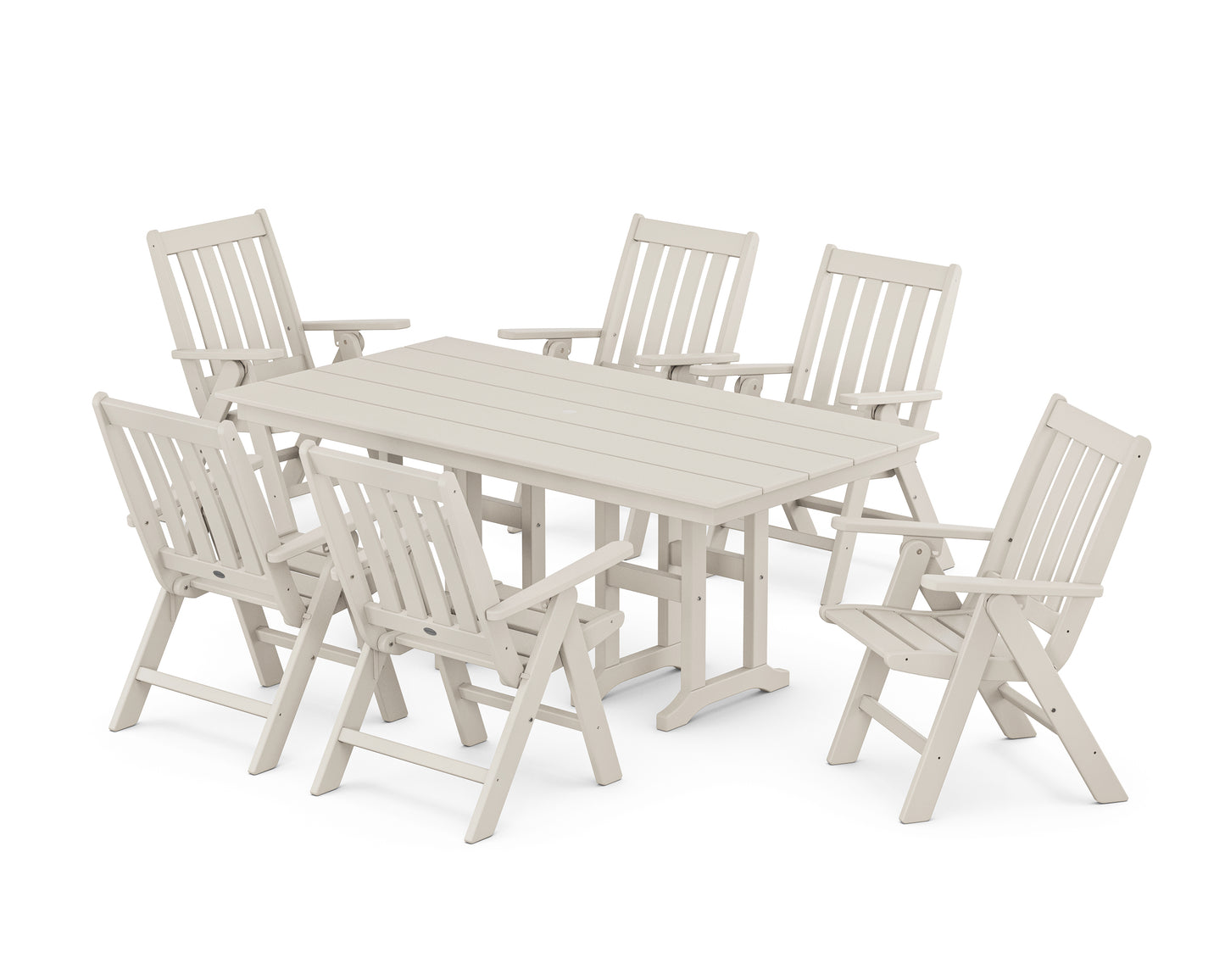 Vineyard Folding Chair 7-Piece Farmhouse Dining Set