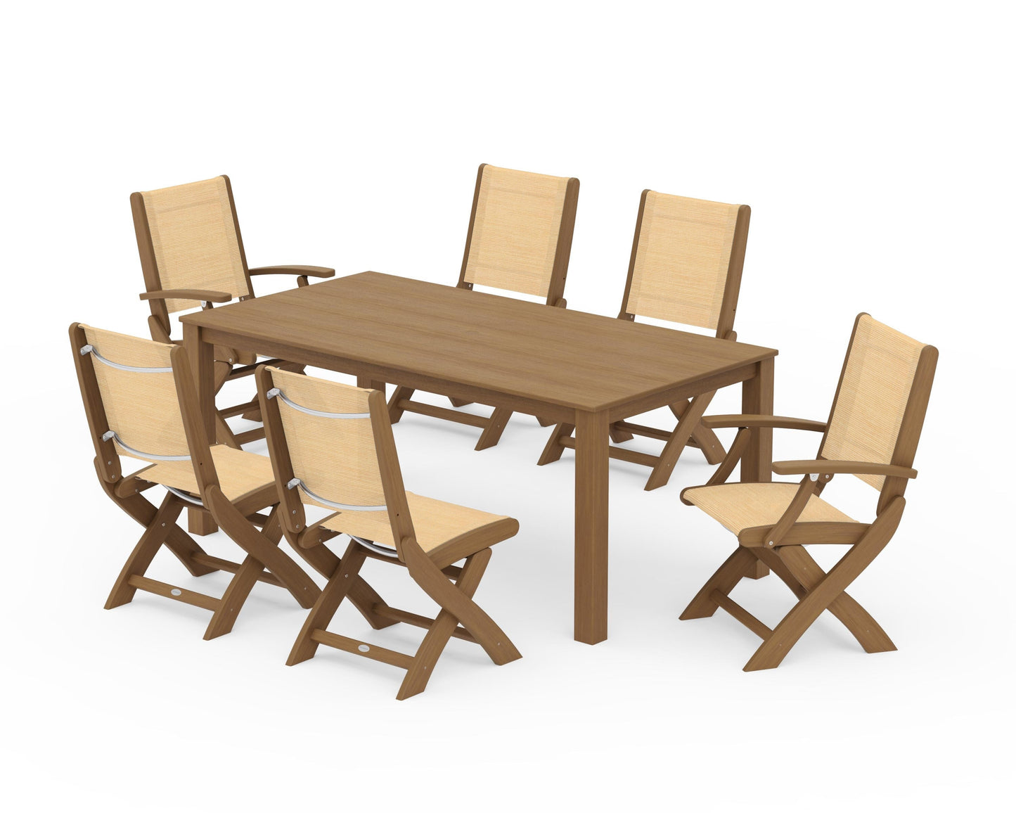 Coastal Folding Chair 7-Piece Parsons Dining Set