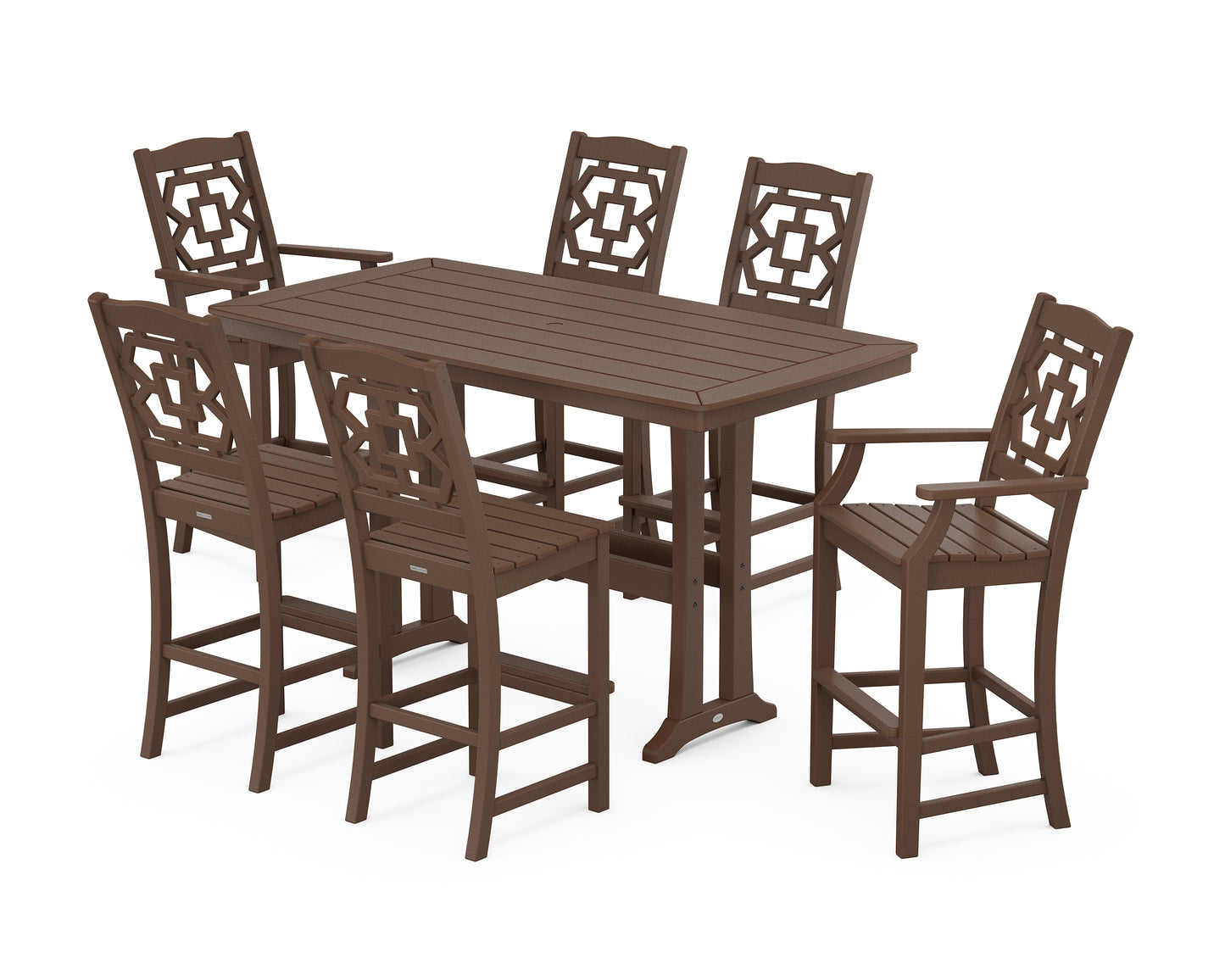 Chinoiserie 7-Piece Bar Set with Trestle Legs