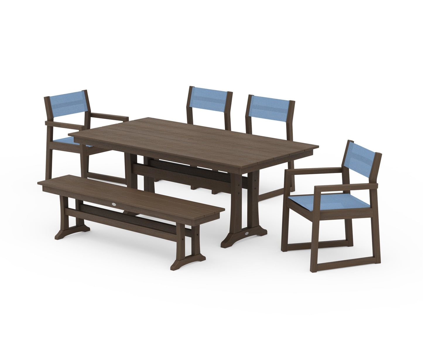 EDGE Sling 6-Piece Farmhouse Dining Set With Trestle Legs