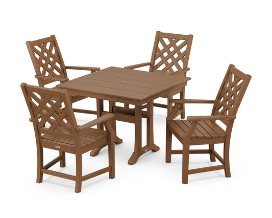 Wovendale 5-Piece Farmhouse Dining Set with Trestle Legs