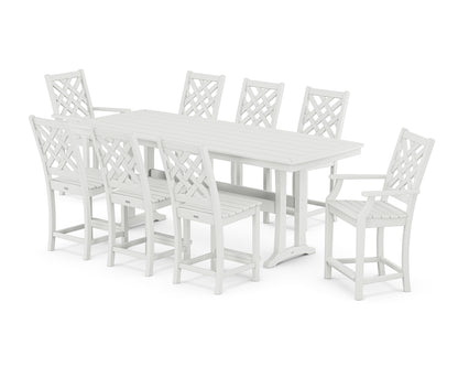 Wovendale 9-Piece Counter Set with Trestle Legs