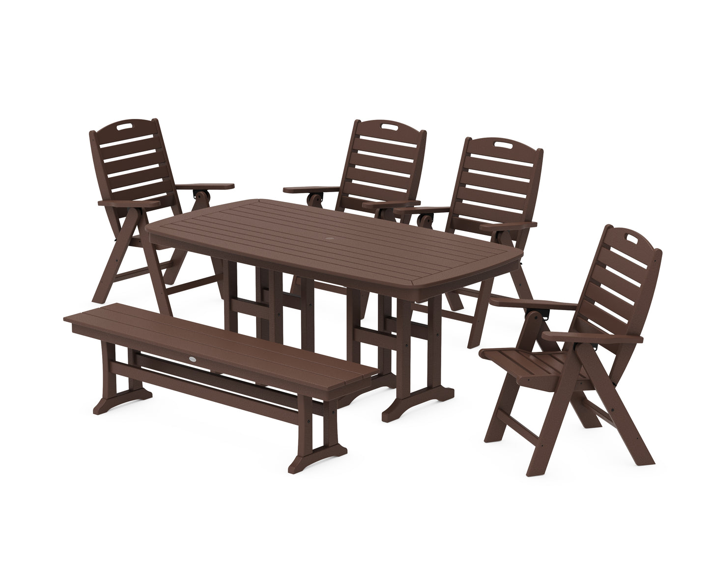 Nautical Highback 6-Piece Dining Set with Bench