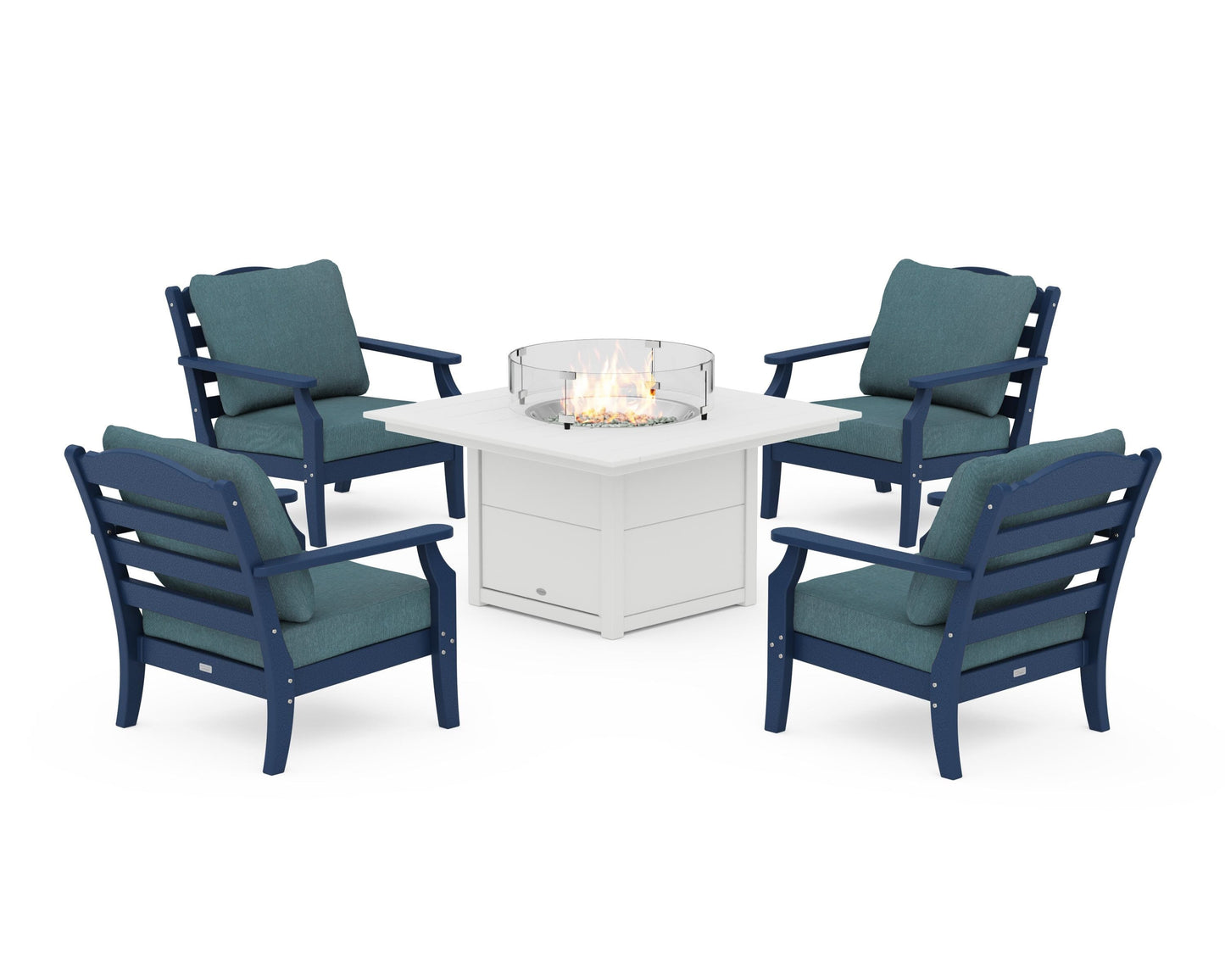 Savannah 5-Piece Deep Seating Set with Fire Pit Table