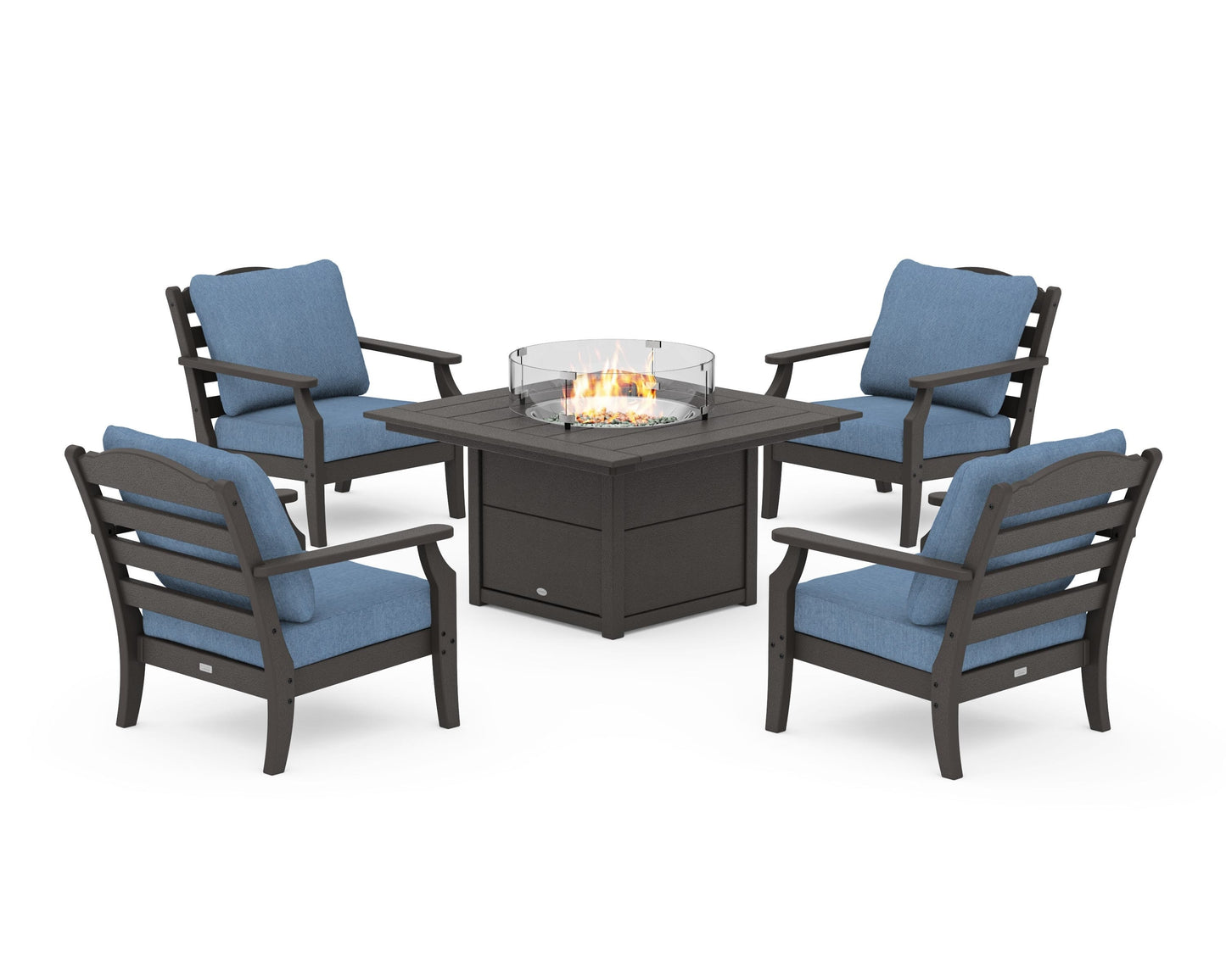Savannah 5-Piece Deep Seating Set with Fire Pit Table