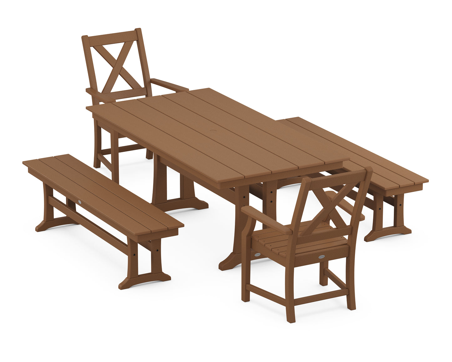 Braxton 5-Piece Farmhouse Dining Set With Trestle Legs