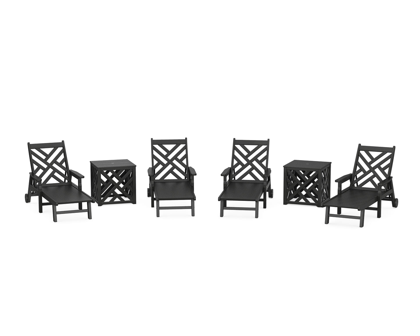 Chippendale 6-Piece Chaise Set with Umbrella Stand Accent Table
