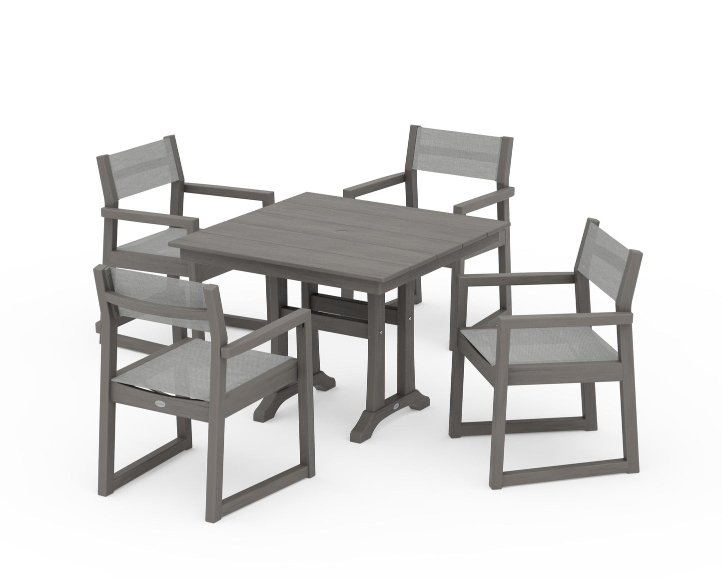 EDGE Sling 5-Piece Farmhouse Dining Set with Trestle Legs
